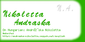 nikoletta andraska business card